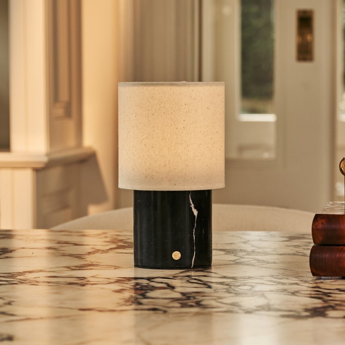 Galda Lampa Dou Black Nero Marquina Marble