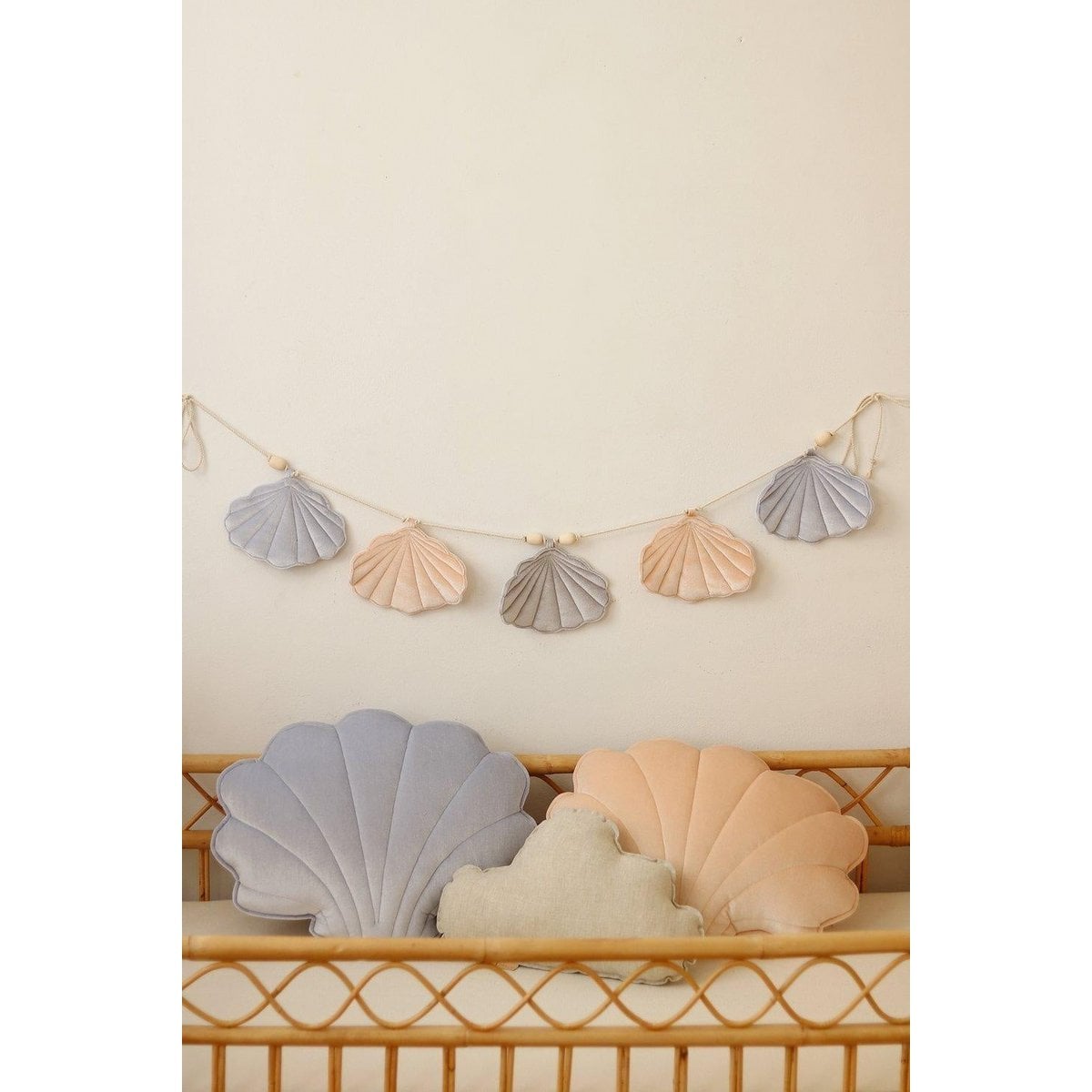 Spilvens Shell Velvet Blue Pearl