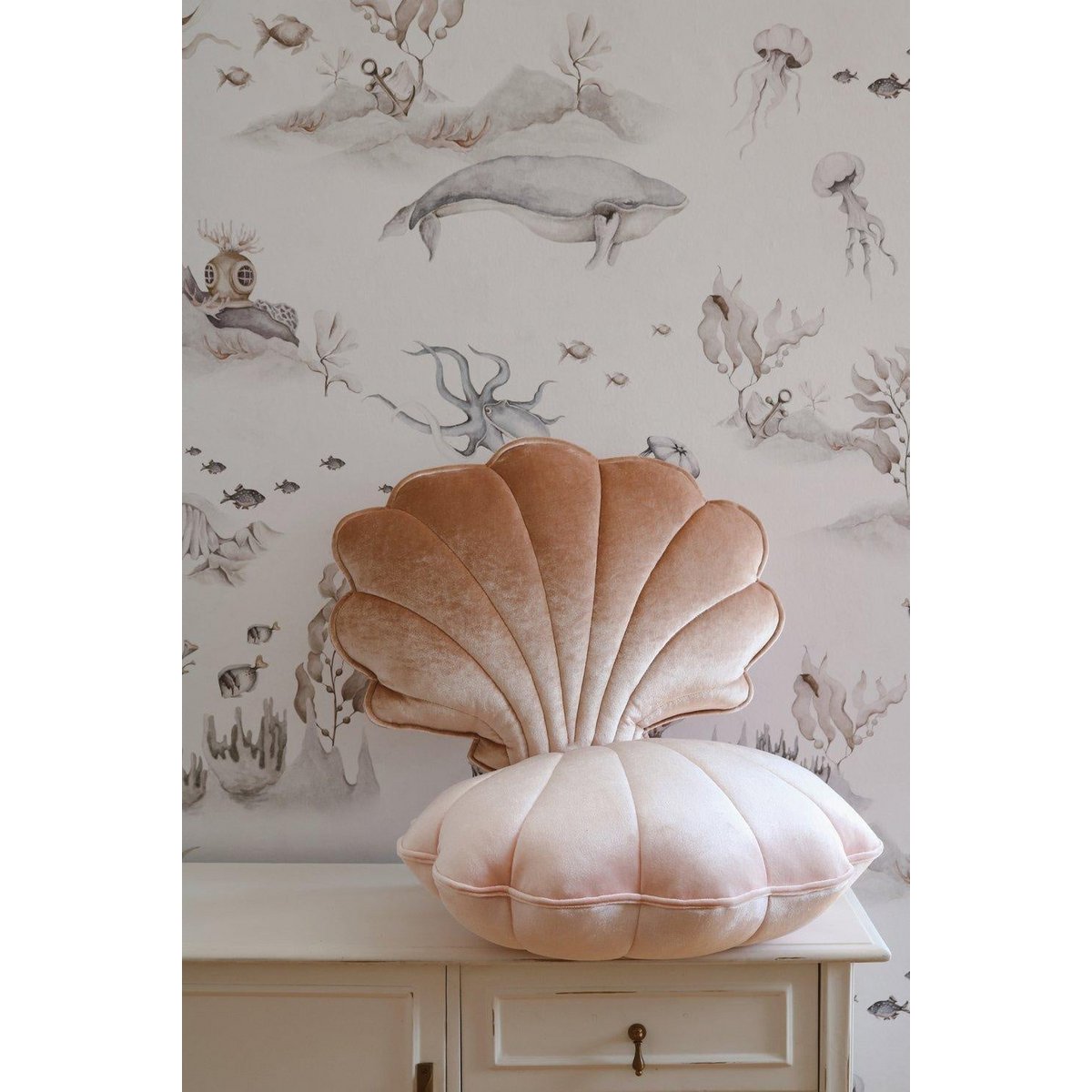 Spilvens Shell Velvet Beige Pearl