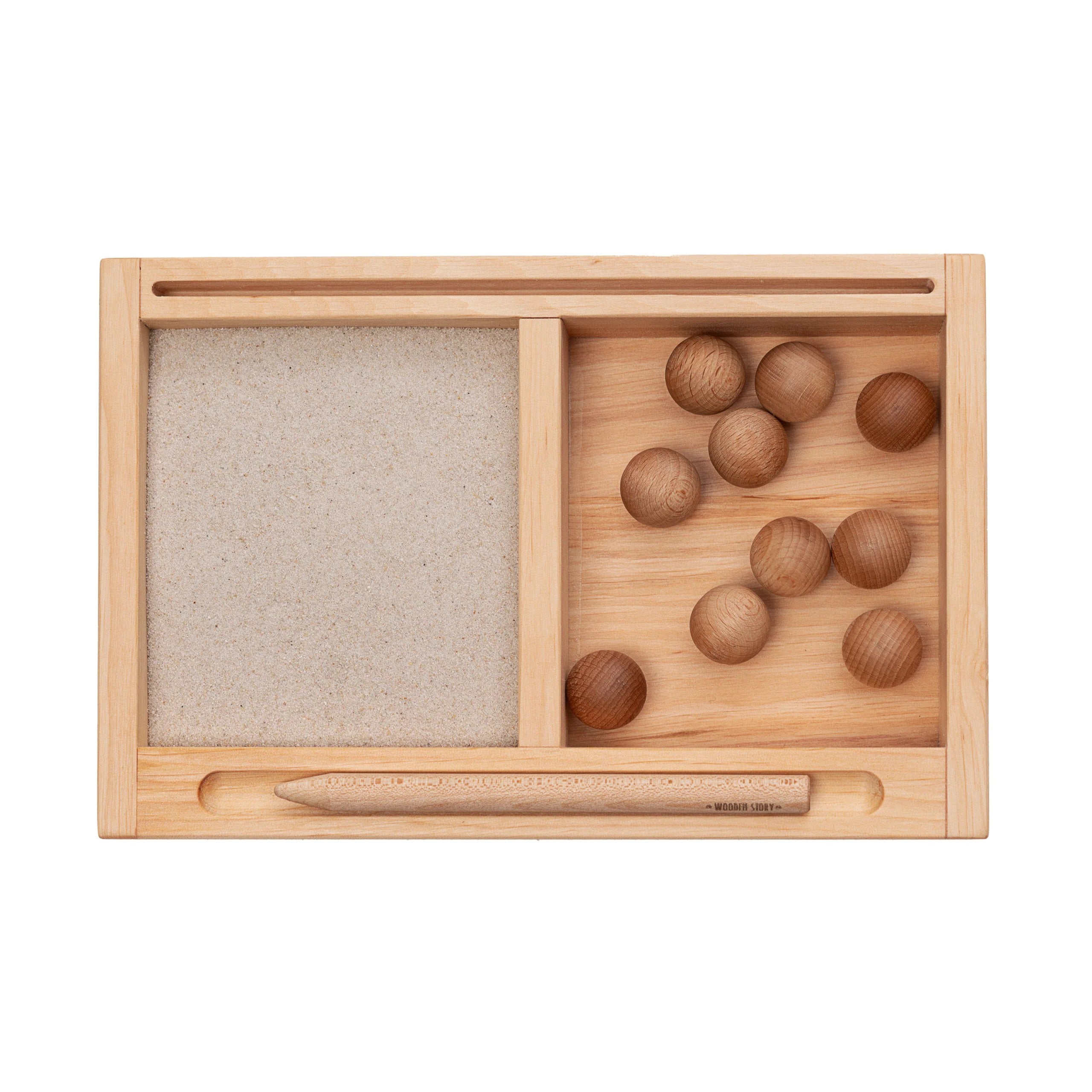 Small Montessori Sand Writing Tray with Divider + Card Holder